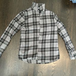 black and grey flannel with faint dark green lines